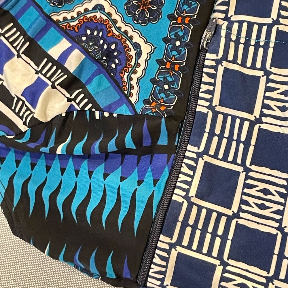 Boho Patchwork Crop Top Medium Blue Multicolor Sl… - image 5